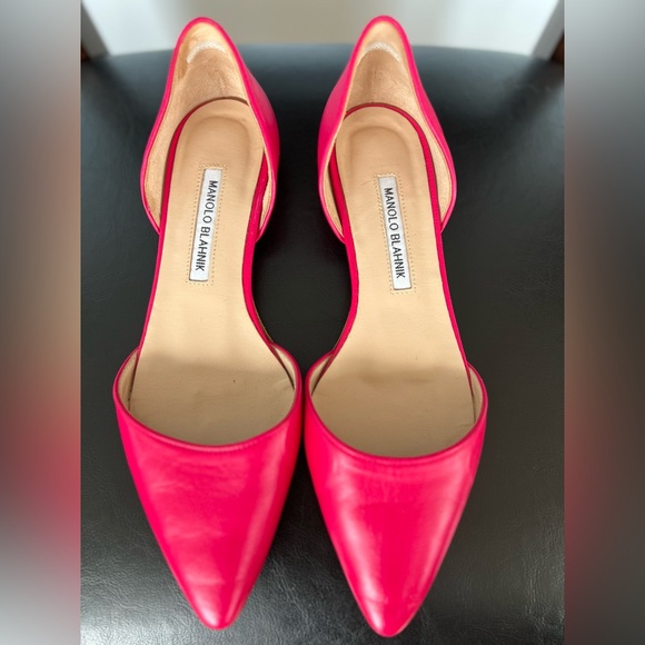 Manolo Blahnik Soussaba d'Orsay fuchsia pink size 38 1/2 lightly worn - Picture 2 of 4